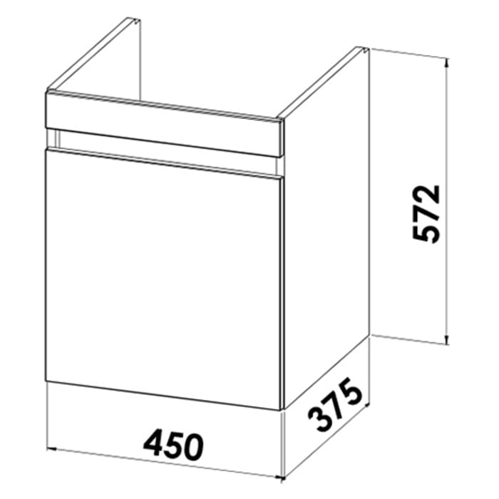 Lodge Waschtischunterschrank 45 cm mit 1 Tür, Anschlag rechts für Waschtisch Villeroy & Boch Subway 2.0