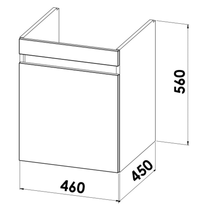 Lodge Waschtischunterschrank 46 cm mit 1 Tür, Anschlag links für Waschtisch Duravit Vero Air