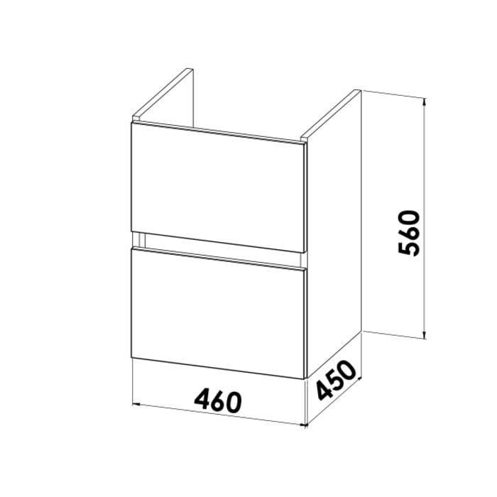 Lodge Waschtischunterschrank 46 cm mit 2 Auszügen für Waschtisch Duravit Vero Air