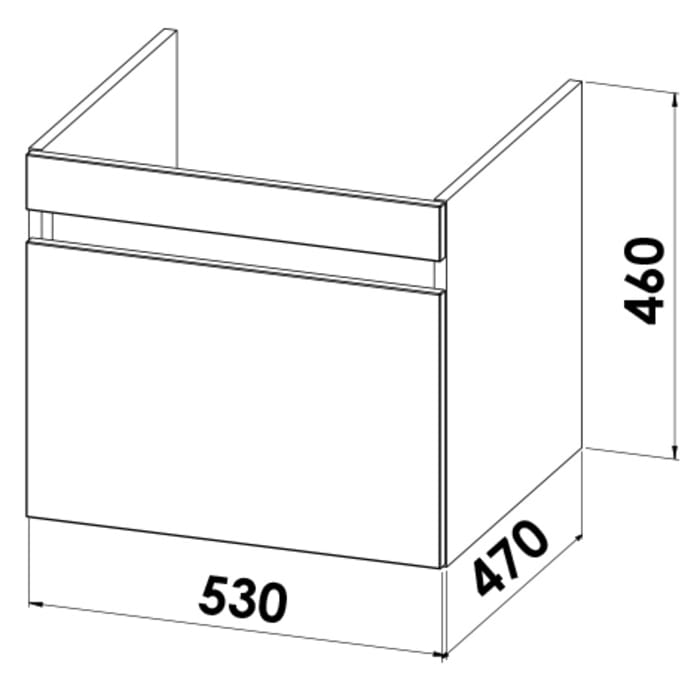 Lodge Waschtischunterschrank 53 cm mit 1 Auszug für Waschtisch Geberit Renova