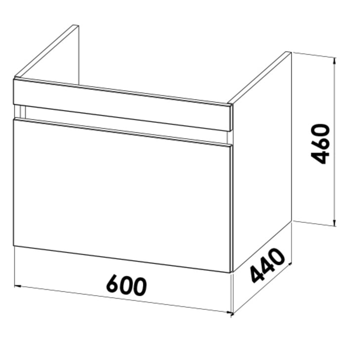 Lodge Waschtischunterschrank 60 cm mit 1 Auszug für Waschtisch Villeroy & Boch Subway 2.0