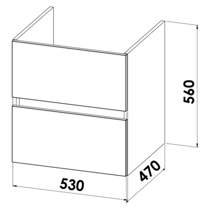 Lodge Waschtischunterschrank 53 cm mit 2 Auszügen für Waschtisch Geberit Renova