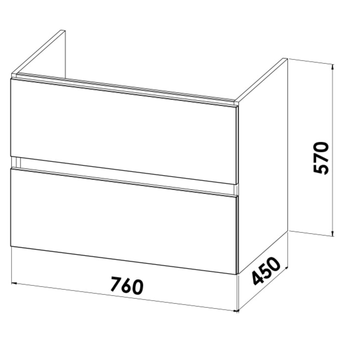 Lodge Waschtischunterschrank 76 cm mit 2 Auszügen für Waschtisch Duravit Vero Air