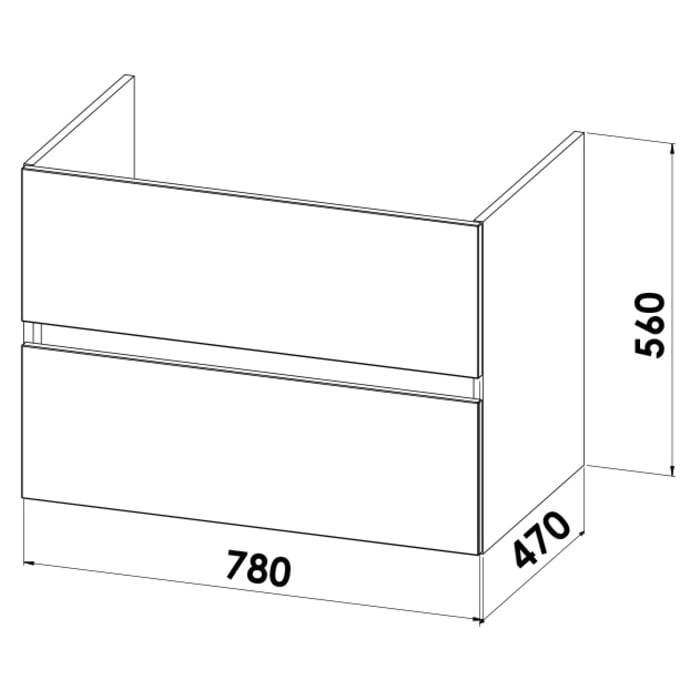 Lodge Waschtischunterschrank 78 cm mit 2 Auszügen für Waschtisch Geberit Renova