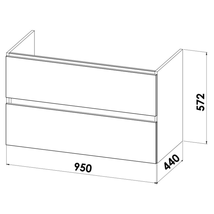 Lodge Waschtischunterschrank 95 cm mit 2 Auszügen für Waschtisch Villeroy & Boch Subway 2.0
