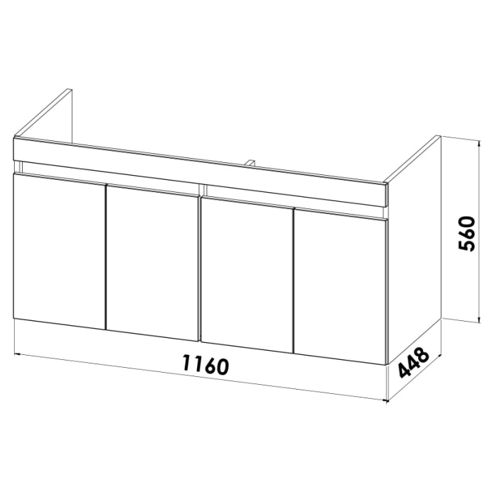 Lodge Doppel-Waschtischunterschrank 116 cm mit 4 Türen für Waschtisch Villeroy & Boch Avento