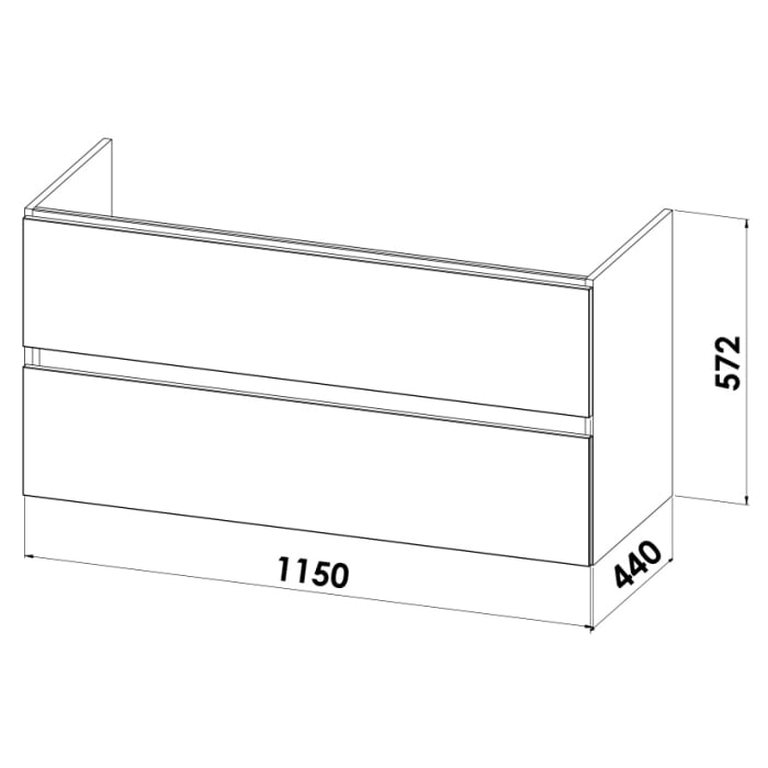 Lodge Waschtischunterschrank 115 cm mit 2 Auszügen für Waschtisch Geberit iCon