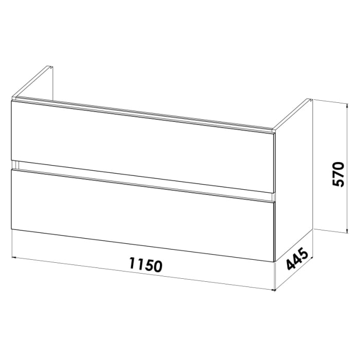 Lodge Waschtischunterschrank 115 cm mit 2 Auszügen für Waschtisch Duravit Vero
