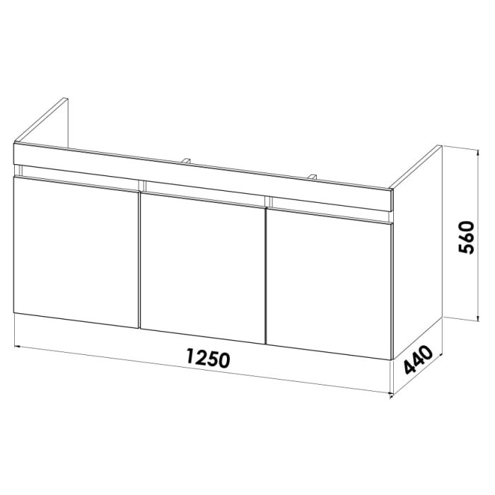 Lodge Waschtischunterschrank 125 cm mit 3 Türen für Waschtisch Villeroy & Boch Subway 2.0