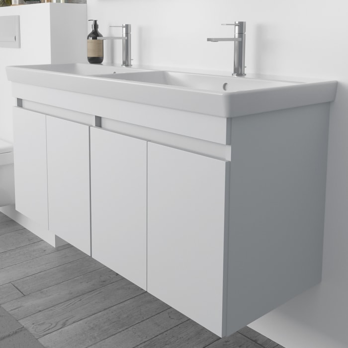 Lodge Doppel-Waschtischunterschrank 124,5 cm mit 4 Türen für Waschtisch Villeroy & Boch Subway 2.0