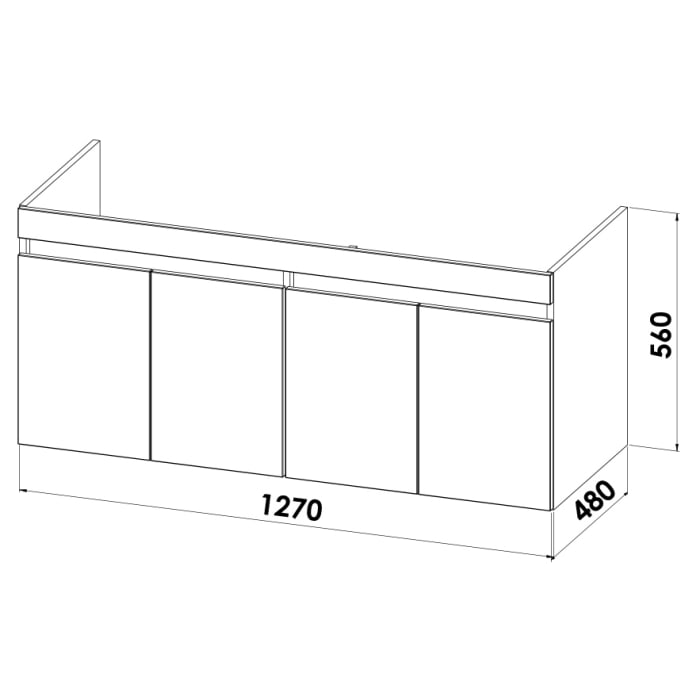 Lodge Doppel-Waschtischunterschrank 127 cm mit 4 Türen für Waschtisch Duravit Me by Stark