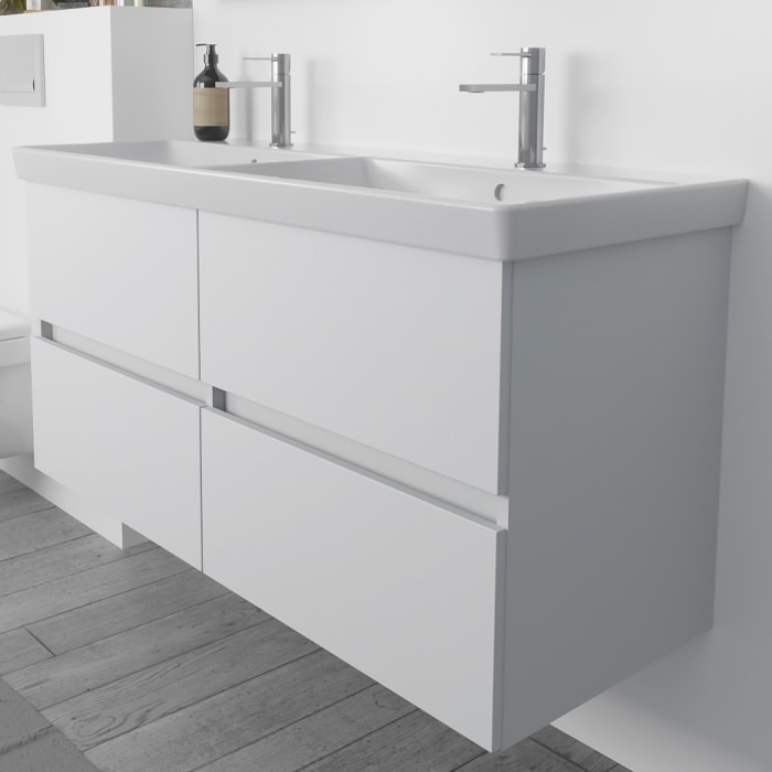 Lodge Doppel-Waschtischunterschrank 124,5 cm mit 4 Auszügen für Waschtisch Villeroy & Boch Subway 2.0