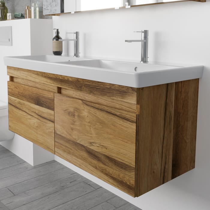 Lodge Doppel-Waschtischunterschrank 116 cm mit 2 Auszügen für Waschtisch Villeroy & Boch Avento