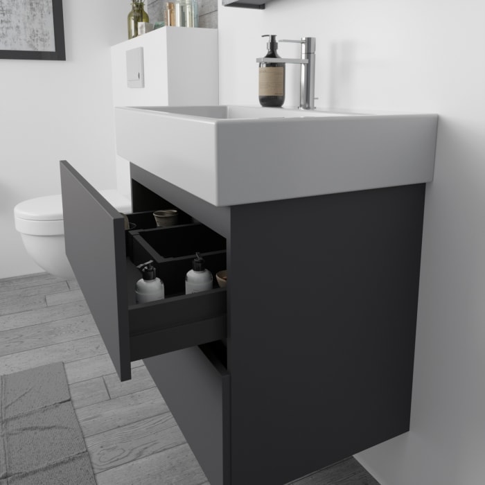 Lodge Waschtischunterschrank 46 cm mit 2 Auszügen für Waschtisch Duravit Vero Air