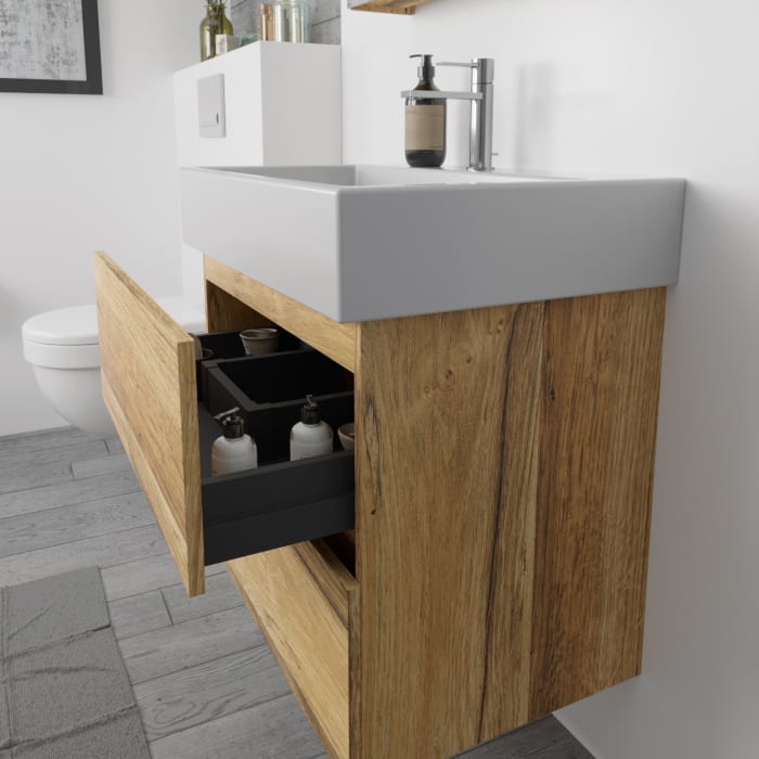 Lodge Waschtischunterschrank 46 cm mit 2 Auszügen für Waschtisch Duravit Vero Air