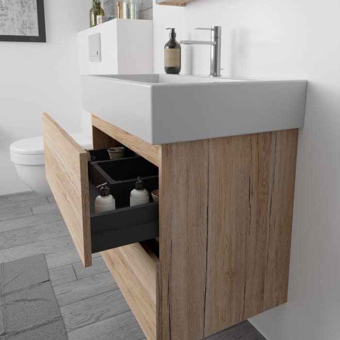 Lodge Waschtischunterschrank 46 cm mit 2 Auszügen für Waschtisch Duravit Vero Air