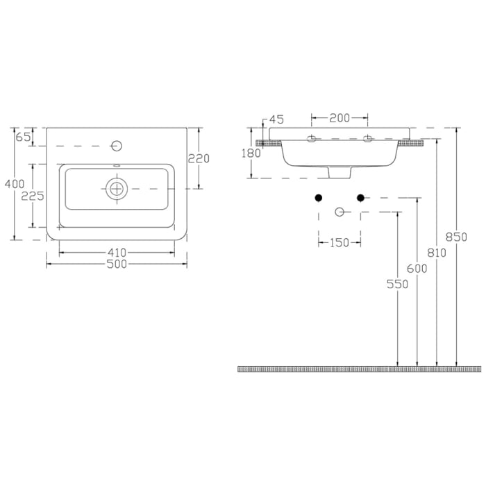 Home Waschtisch mit Unterschrank 50 cm, 1 Auszug