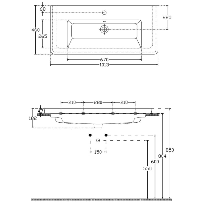 Home Waschtisch mit Unterschrank 100 cm, 1 Auszug