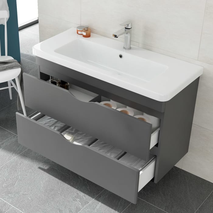 Home Waschtischunterschrank 100 cm, 2 Auszüge