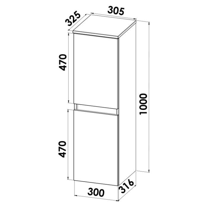 Lodge Seitenschrank 100 cm mit 2 Türen, Anschlag links