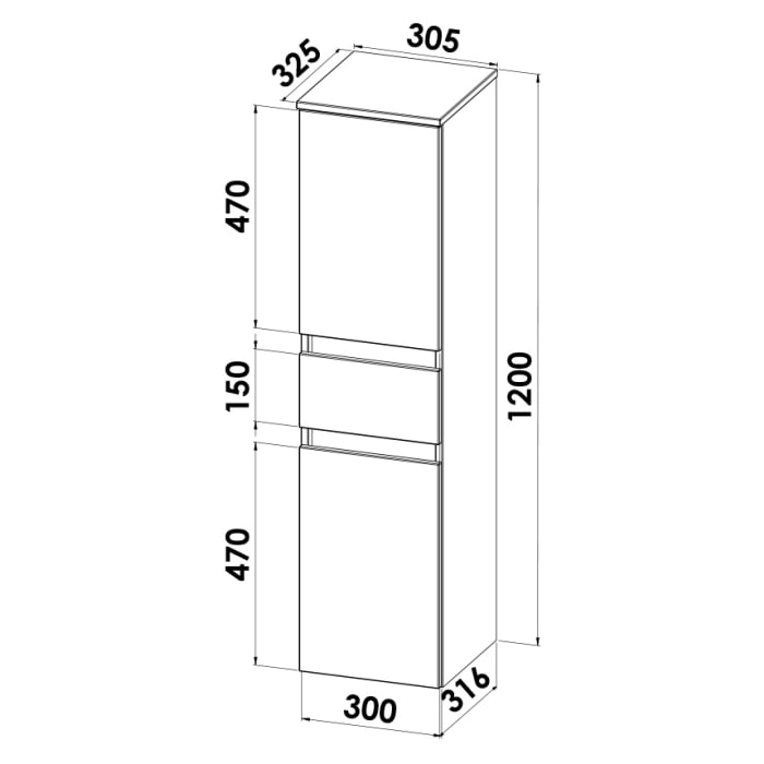 Lodge Seitenschrank 120 cm mit 2 Türen und 1 Auszug, Anschlag rechts
