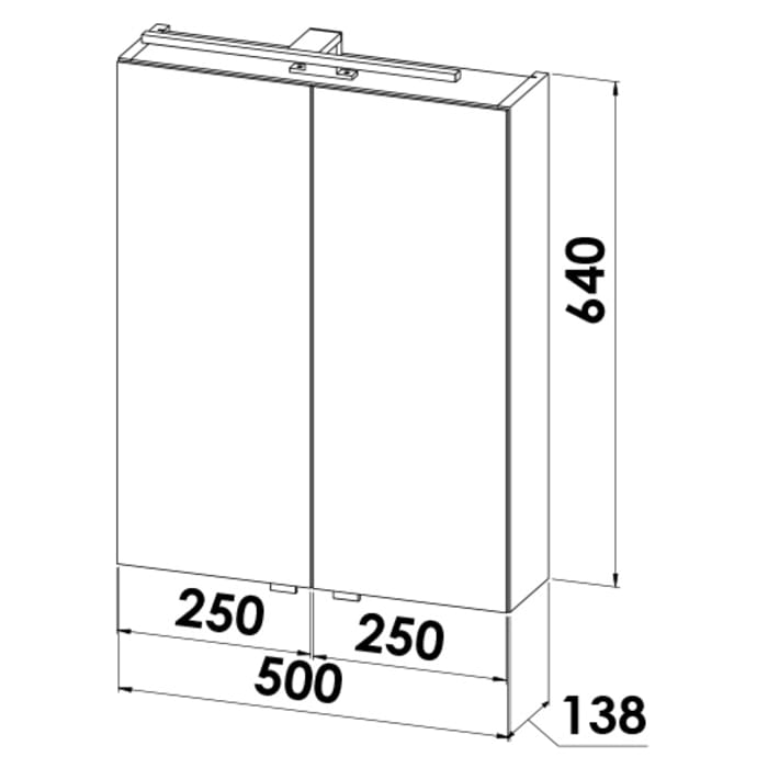 Lodge Spiegelschrank 50 cm mit 2 Türen und LED-Aufbauleuchte