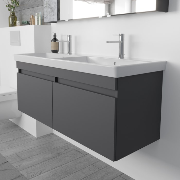 Lodge Doppel-Waschtischunterschrank 115 cm mit 1 Auszug für Waschtisch Geberit iCon