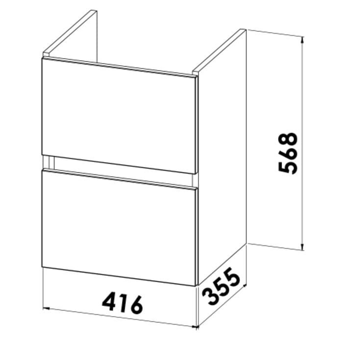 Lodge Waschtischunterschrank 41,6 cm mit 2 Auszügen für Waschtisch Villeroy & Boch Avento