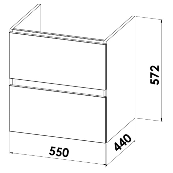Lodge Waschtischunterschrank 55 cm mit 2 Auszügen für Waschtisch Geberit iCon