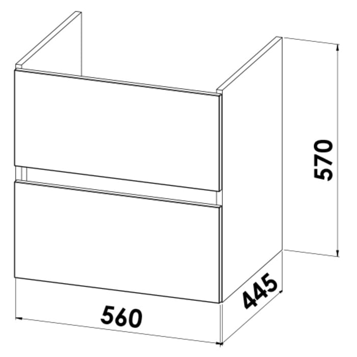 Lodge Waschtischunterschrank 56 cm mit 2 Auszügen für Waschtisch Villeroy & Boch Avento