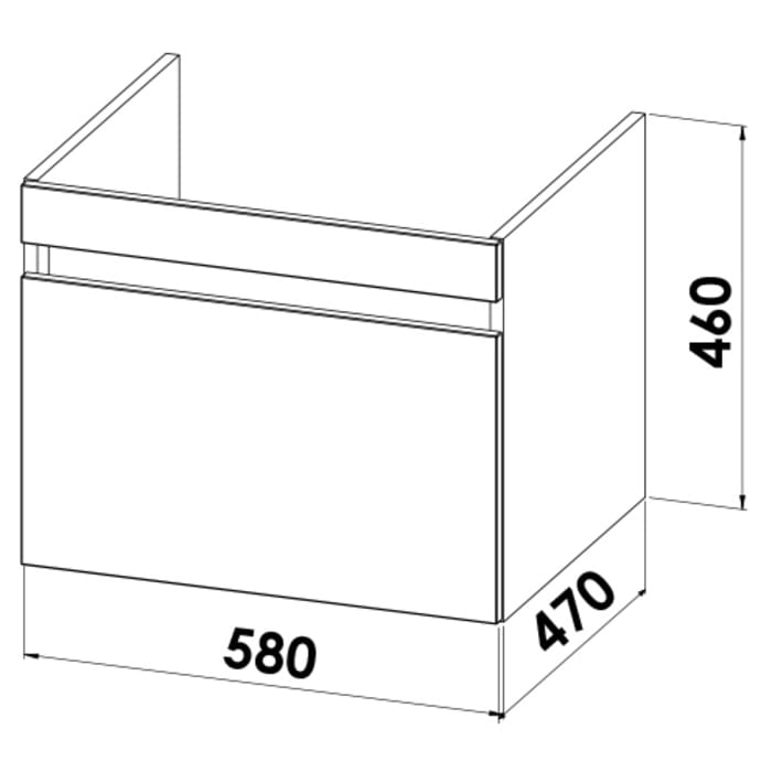 Lodge Waschtischunterschrank 58 cm mit 1 Auszug für Waschtisch Geberit Renova