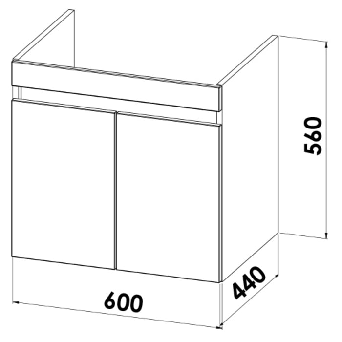 Lodge Waschtischunterschrank 60 cm mit 2 Türen für Waschtisch Villeroy & Boch Subway 2.0