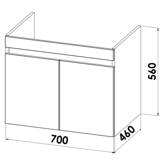 Lodge Waschtischunterschrank 70 cm mit 2 Türen für Waschtisch Geberit iCon