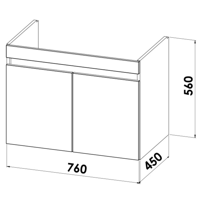 Lodge Waschtischunterschrank 76 cm mit 2 Türen für Waschtisch Duravit Vero Air