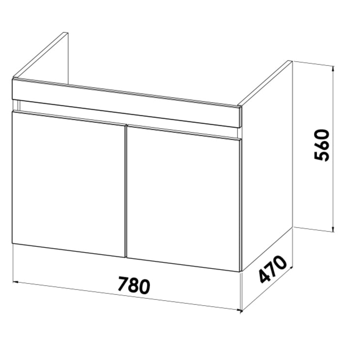 Lodge Waschtischunterschrank 78 cm mit 2 Türen für Waschtisch Geberit Renova