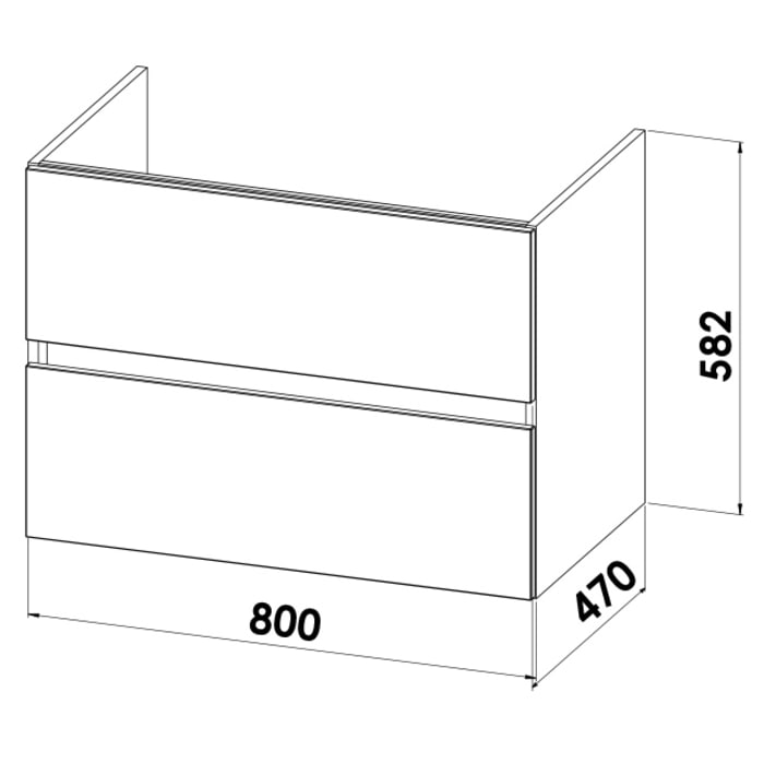Lodge Waschtischunterschrank 80 cm mit 2 Auszügen für Waschtisch Duravit ME by Stark