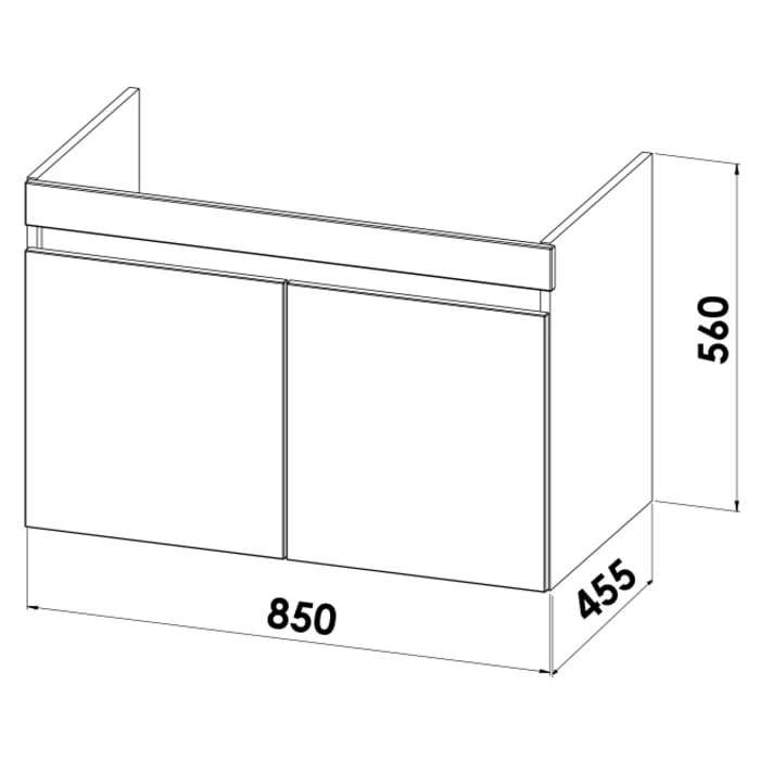 Lodge Waschtischunterschrank 85 cm mit 2 Türen für Waschtisch Geberit iCon