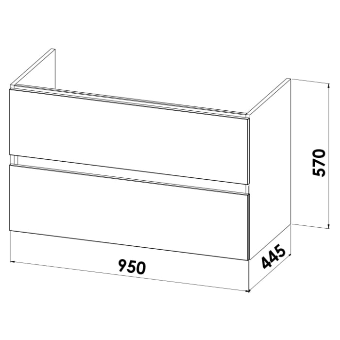 Lodge Waschtischunterschrank 95 cm mit 2 Auszügen für Waschtisch Duravit Vero Air
