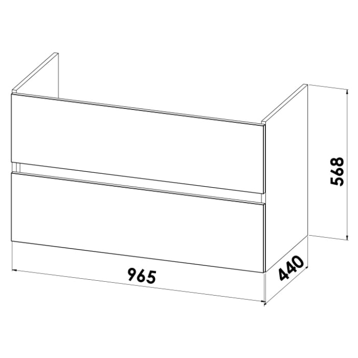 Lodge Waschtischunterschrank 96,5 cm mit 2 Auszügen für Waschtisch Villeroy & Boch Avento