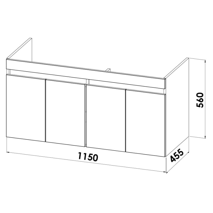Lodge Doppel-Waschtischunterschrank 115 cm mit 2 Türen für Waschtisch Geberit iCon