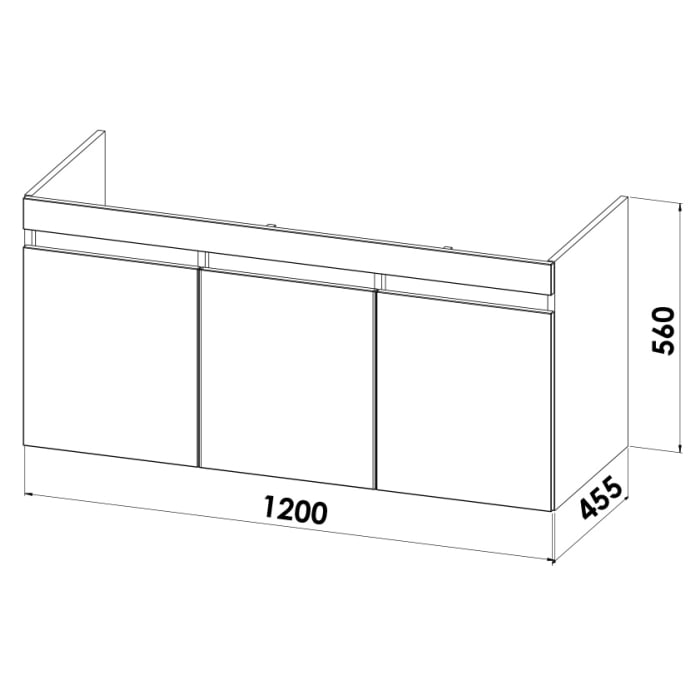 Lodge Waschtischunterschrank 120 cm mit 3 Türen für Waschtisch Duravit ME by Stark