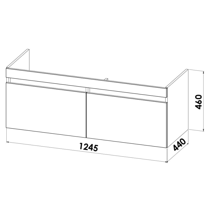 Lodge Doppel-Waschtischunterschrank 124,5 cm mit 2 Auszügen für Waschtisch Villeroy & Boch Subway 2.0