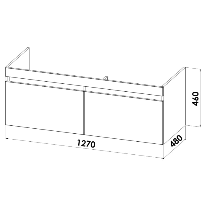 Lodge Doppel-Waschtischunterschrank 127 cm mit 2 Auszügen für Waschtisch Duravit Me by Stark