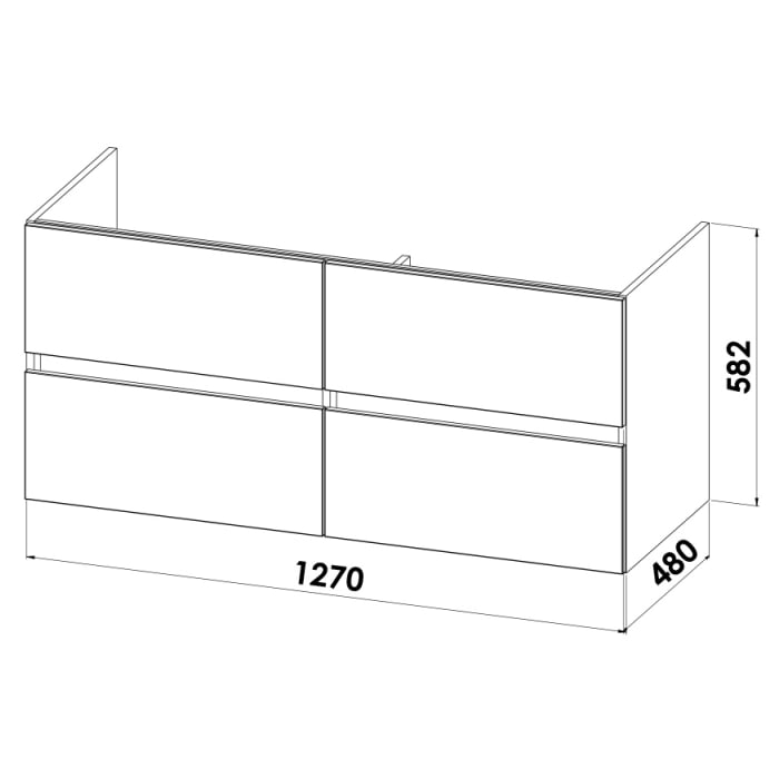 Lodge Doppel-Waschtischunterschrank 127 cm mit 4 Auszügen für Waschtisch Duravit ME by Stark