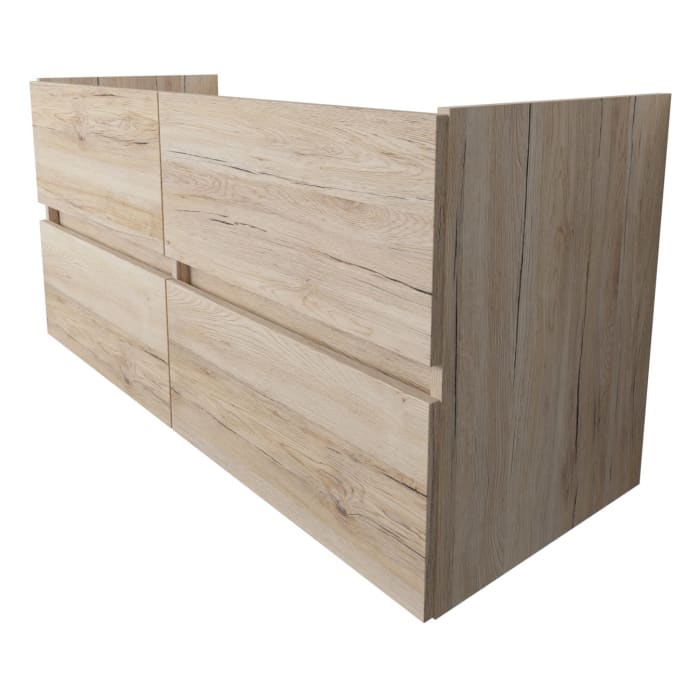 Lodge Doppel-Waschtischunterschrank 128 cm mit 4 Auszügen für Waschtisch Geberit Renova