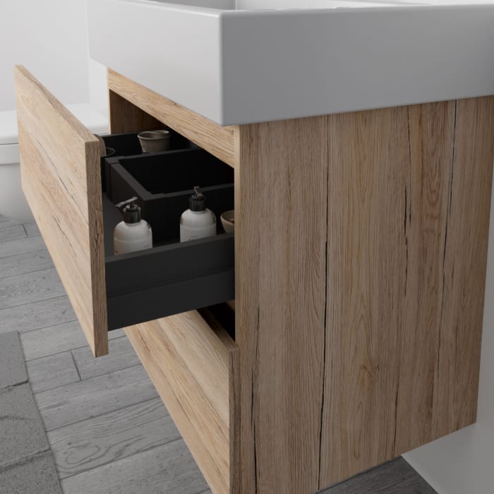 Lodge Waschtischunterschrank 75 cm mit 2 Auszügen für Waschtisch Villeroy & Boch Subway 2.0