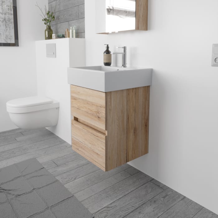 Lodge Waschtischunterschrank 46 cm mit 2 Auszügen für Waschtisch Duravit Vero Air