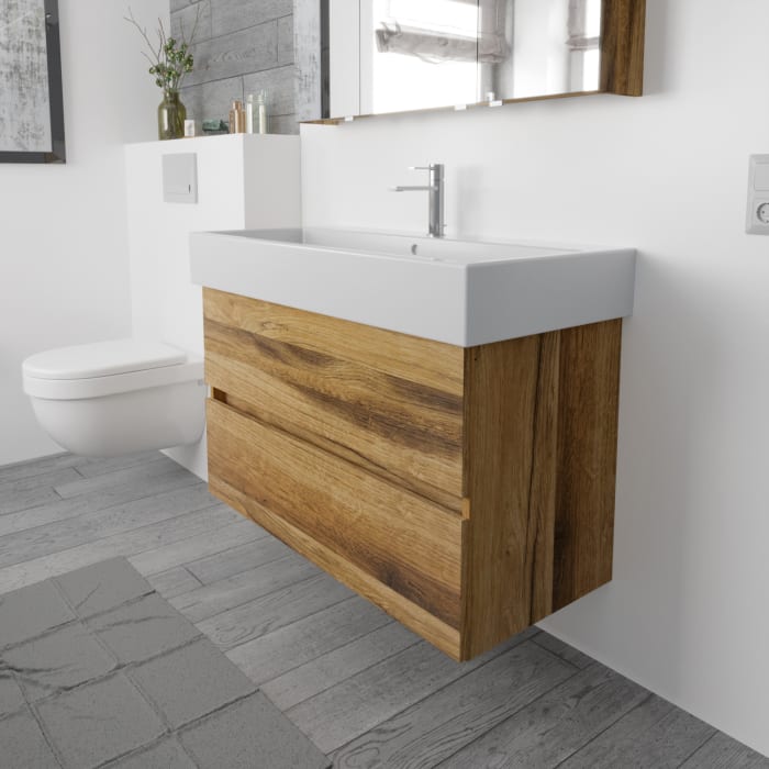 Lodge Waschtischunterschrank 95 cm mit 2 Auszügen für Waschtisch Duravit Vero Air