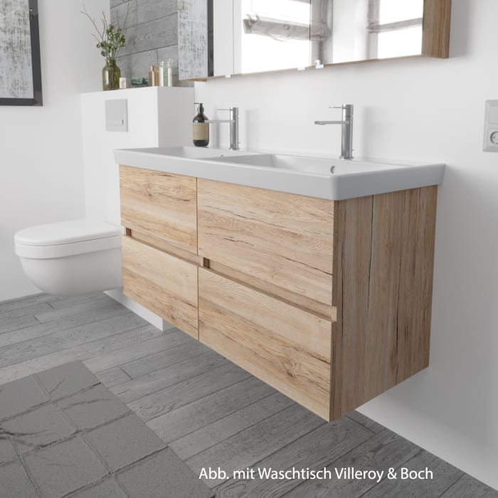 Lodge Doppel-Waschtischunterschrank 115 cm mit 4 Auszügen für Waschtisch Geberit iCon