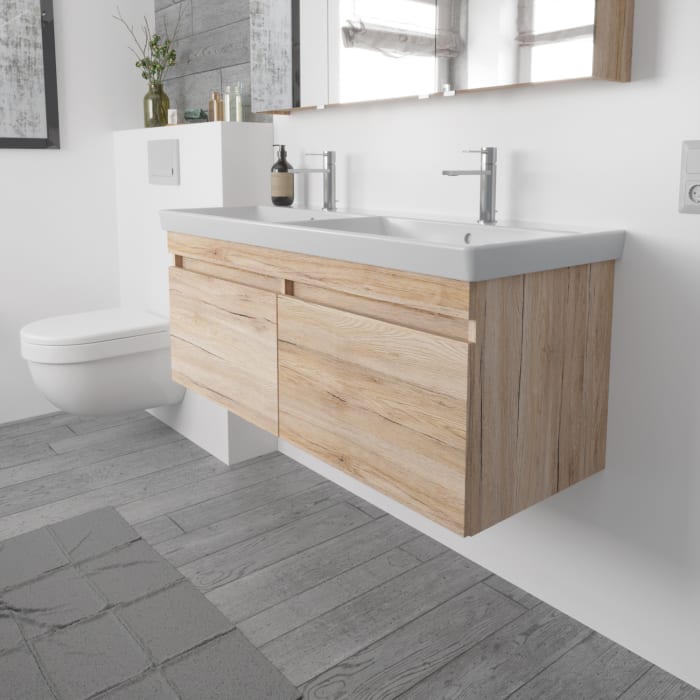 Lodge Doppel-Waschtischunterschrank 116 cm mit 2 Auszügen für Waschtisch Villeroy & Boch Avento